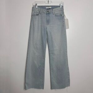 NWT Fidelity Coco Wide Leg Jeans Raw Hem In‎ Clearwater Blue Wash Size 26